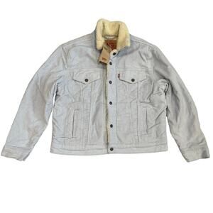 Levi's Ex-Boyfriend Sherpa Trucker Jacket Blue Cord L NWT